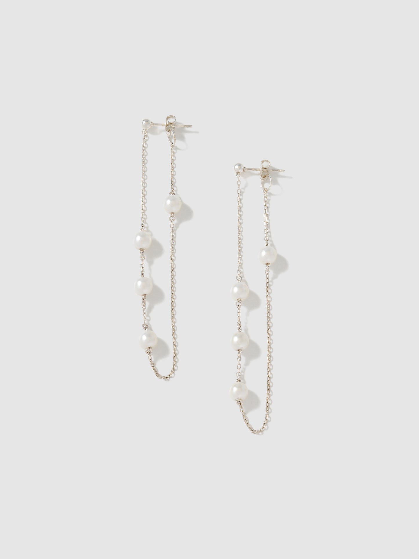 Four mini pearl chain silver piercing