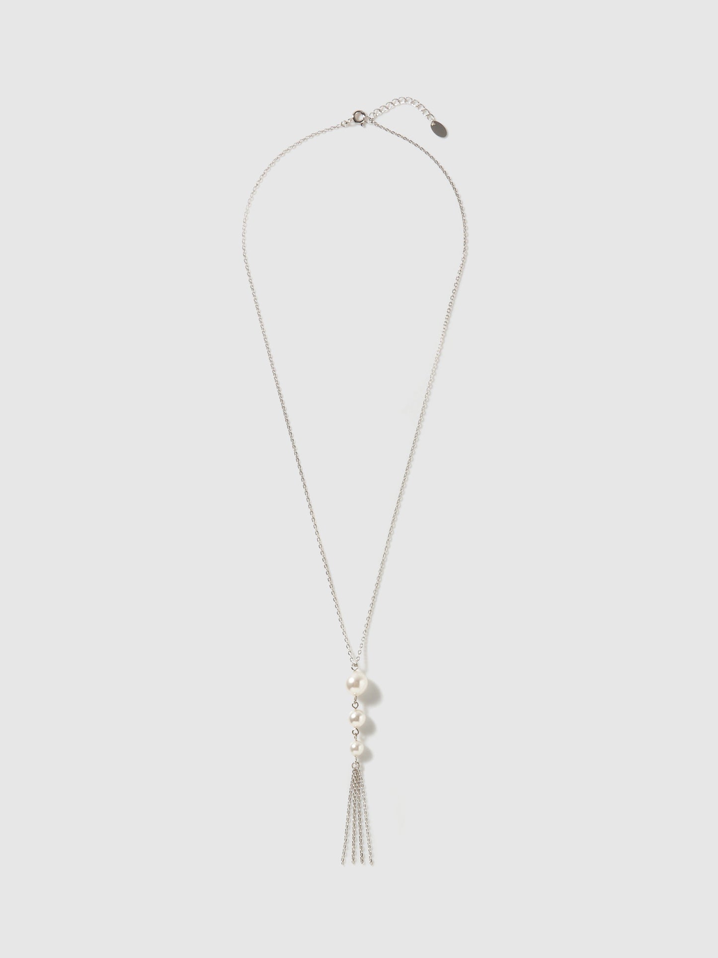 Three-Pearl Fringe Chain Necklace