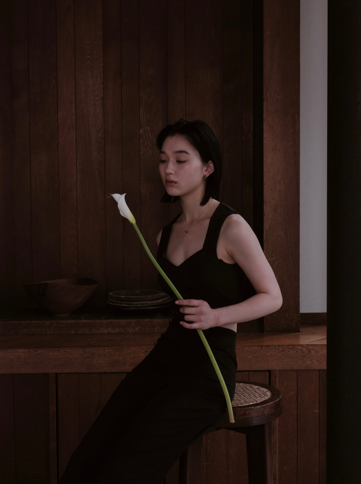 Black & White pair gold piercing