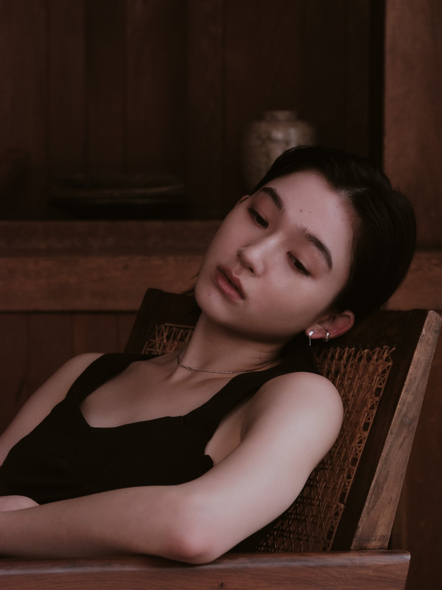 Four crystal silver ear cuff