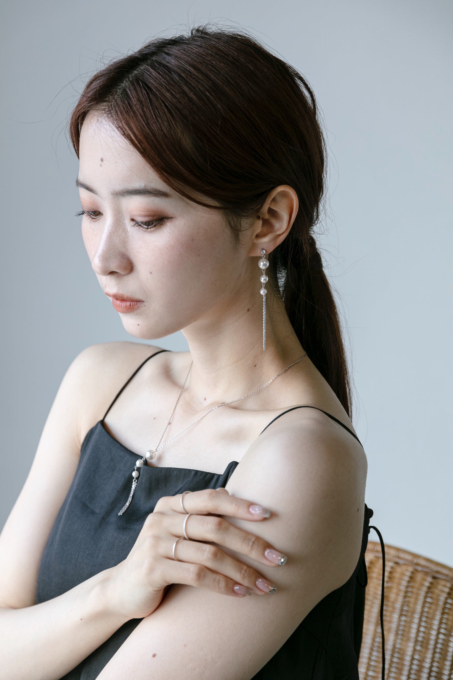 Three-Pearl Fringe Chain Pierce