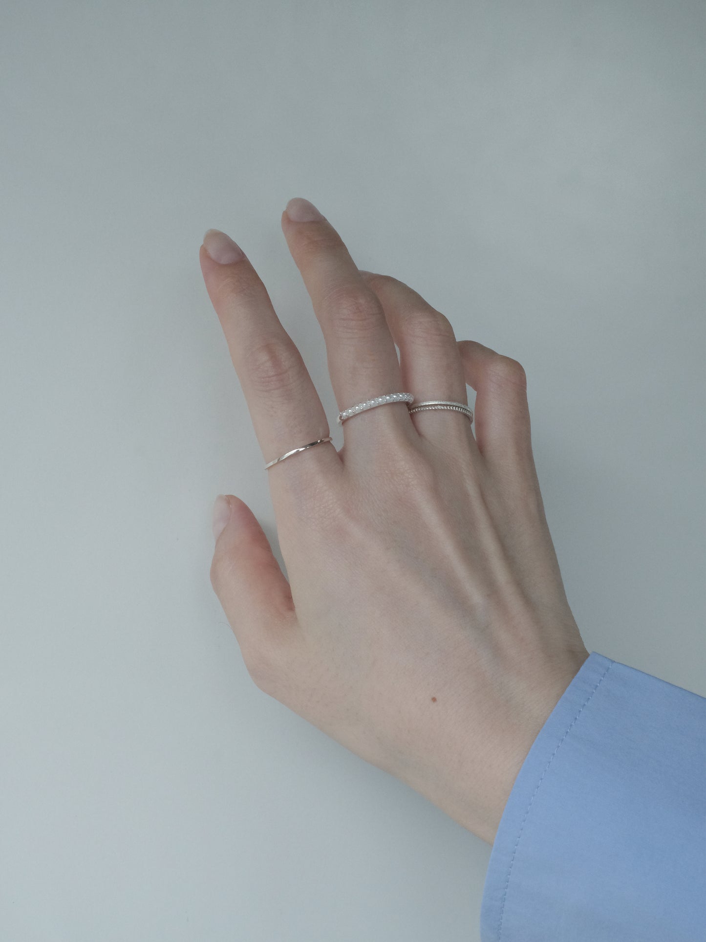 three-strand silver rings