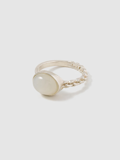 Crystal white stone silver ring