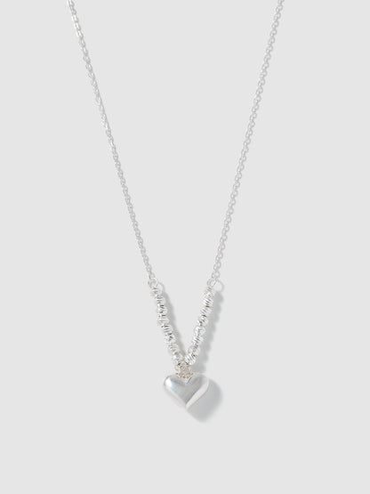 Metal heart silver necklace